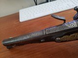 Antique .60 cal Dusseau Flintlock Damascus Barrel Pistol - 11 of 15