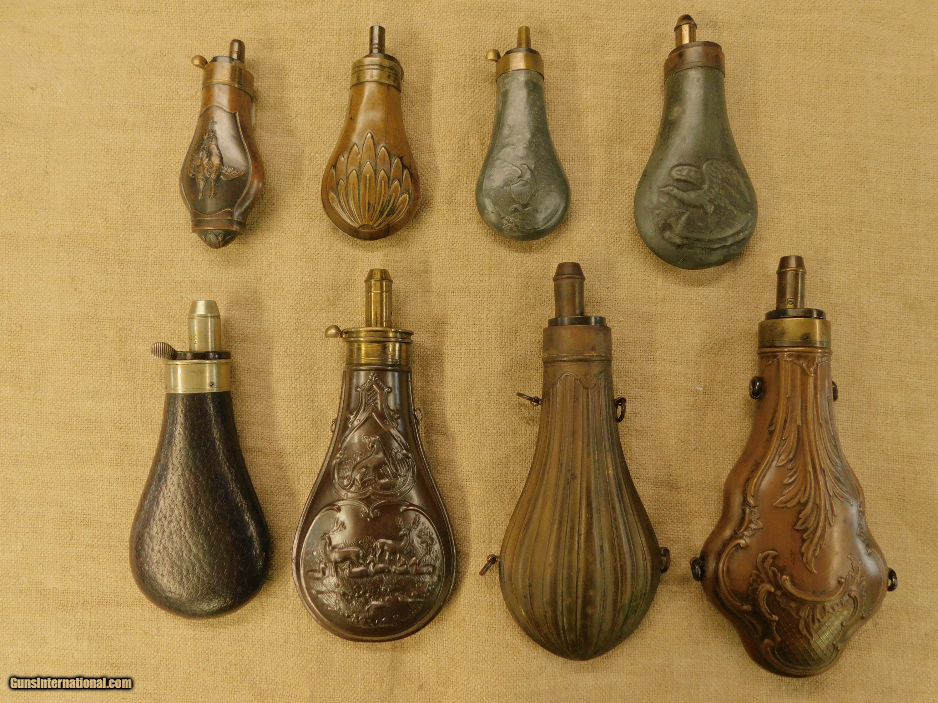 Lot of 8 Powder Flasks