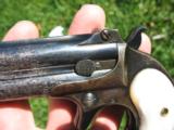 Antique Remington O/U Derringer Type 3. Nice Blue. Real Pearl Grips. Nice Bores. Excellent Hinges. - 1 of 12