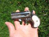 Antique Remington O/U Derringer Type 3. Nice Blue. Real Pearl Grips. Nice Bores. Excellent Hinges. - 2 of 12
