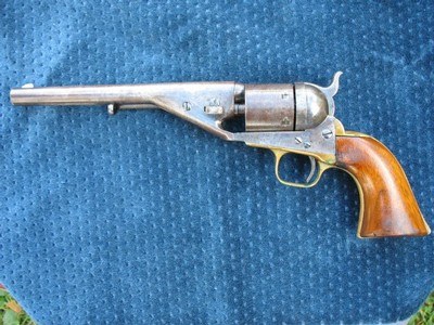 Antique Colt 1861 Navy Navy Conversion Rare .R.W.M. Marked Barrel. 38 Center Fire. Nice Blue And Lots Of Case Colors. 80% Cylinder Scene. Ex Mechanics