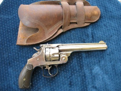 Antique Smith &Wesson Double Action 44 Russian. Crisp And Tight As New. Excellent Bright Bore. With Antique Holster..