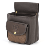 Leather pouch, Leather shell pouch, Leather Shell Holder With Ostrich - 1 of 2