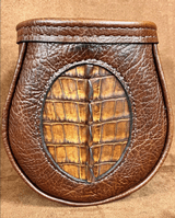 ALL AMERICAN STYLE AZTEC BROWN SHRUNKEN BULL WIT FULL NILE CROCODILE FRONT UPGRADE POUCH - 1 of 4