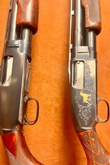 Pair of consecutive Winchester model 12 engraved as shown in the bookof Winchester engraving by R.L. Wilson REDUCED - 4 of 15
