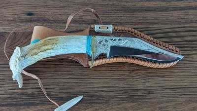 Custom Handmade Western Knife and Sheath - Image 3 of 10