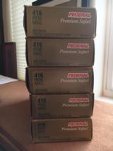 FEDERAL PREMIUM 416 REM MAG AMMO 400 GRAIN TROPHY BONDED BEAR CLAW- 5 BOXES; NEW IN THE BOX - 1 of 4