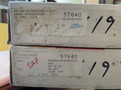 PARKER REPRO DHE 20 GA/ 20 GA- 2 BARREL SET WITH ORIGINAL WINCHESTER SHIPPING BOXES, CASE, COVER AND ACCESSORIES - Image 13 of 15