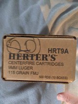 500 rds (10 boxes) of Herters brass 9mm 115 fmj - 1 of 1