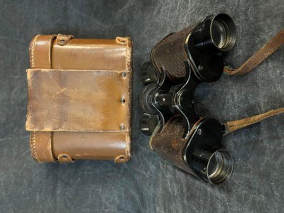 WEISS US SIGNAL CORP. WWI ERA 8X25 BINOCULARS W/ORIGINAL LEATHER CASE - Image 6 of 6