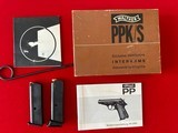 Walther W. Germany 1970,PPK/S.12 shells in total by original buyer; stored in vault.Sneaky Pete holder.380, two orig clips - 7 of 11