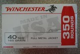 Winchester 40cal S&W 165 Grain FMJ Brass Box of (350) Rounds - 1 of 1
