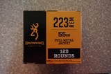 Browning 223 rem 55 Grain FMJ Brass Box of (120) Rounds Free Shipping - 1 of 1