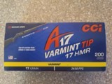 CCI A17 Varmint Tip HMR 17 Grain Brass Cased - 1 of 3