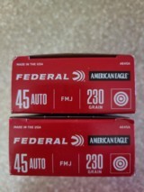 Federal 45acp 230 Grain FMJ Brass (100) Rounds - 2 of 2