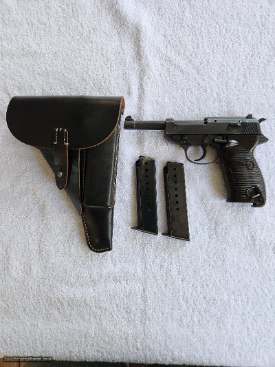 Late WWII Spreewerk Werk Grottau Factory P38 9mm with holster and two magazines