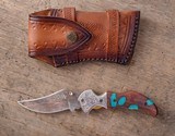 Hand-Engraved Folding Knife with Resin-Inlaid Hardwood   - 2 of 2