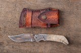 Odin Arms Hand Forged Damascus Folder with Polished Horn Scales