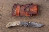 Odin Arms Hand Forged Damascus Folder with Polished Horn Scales - 2 of 2