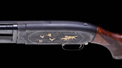 Winchester Model 12 12 Gauge 30” Vent Rib Signed Gold Inlaid Engraving 1959 - Image 5 of 12
