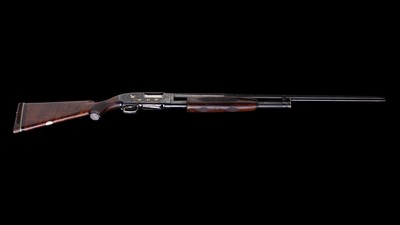 Winchester Model 12 12 Gauge 30” Vent Rib Signed Gold Inlaid Engraving 1959 - Image 7 of 12