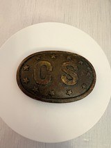 Civil War Era Confederate “CS” Star Border Belt Plate - 1 of 2