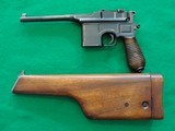Mauser C96 Broomhandle Late Model 1930 w/Stock, Nice! - 1 of 15