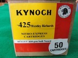 425 Westley Richards Ammo 50 Rounds Modern Kynoch - 1 of 5