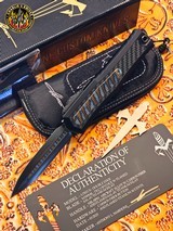 Marfione Custom Knives Atreus D/E DLC Cryo Ice Finish w/Flamed Titanium & Carbon Fiber Inlay, Carbon Fiber Button and Flamed Ti Accents