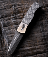 Pro-Tech Emerson Custom CQC7 Titanium Handles w/Burnt Bronze Anodized - Chad Nichols Damascus Tanto Blade