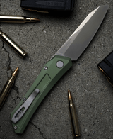 Pro-Tech Dmitry Sinkevich Oligarch Design - Green Aluminum Handle - Smoky Gray DLC MagnaCut - DS121-Green - 4 of 6