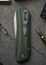 Pro-Tech Dmitry Sinkevich Oligarch Design - Green Aluminum Handle - Smoky Gray DLC MagnaCut - DS121-Green - 5 of 6