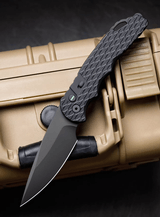 Pro-Tech Knives TR-4 F3 Operator Feather Textured Black Handle DLC Black MagnaCut Blade Tritium Button Sterile - 1 of 6