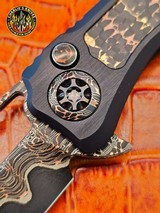 Heretic Custom Wraith V4 Manual Bowie Vegas Forge Damascus/Pivot w/Snake Skin Carbon Fiber Inlay - Aluminum DLC Chassis - 3 of 12