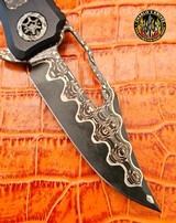 Heretic Custom Wraith V4 Manual Bowie Vegas Forge Damascus/Pivot w/Snake Skin Carbon Fiber Inlay - Aluminum DLC Chassis - 7 of 12