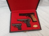 Mint Unfired 1968 Belgium Browning 3 Pistol Set - 1 of 2