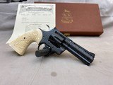 Mint Factory D Engraved 1977 Colt Python 4" Blued 357 Magnum Ivory Grips Factory Letter - 5 of 16