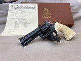 Mint Factory D Engraved 1977 Colt Python 4" Blued 357 Magnum Ivory Grips Factory Letter - 1 of 16