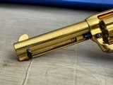 Gorgeous Factory Gold + Nitre Blue + Ivory Grips Single Action Army 45LC in Original Box with French Fitted Case - 6 of 25