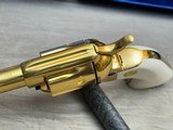 Gorgeous Factory Gold + Nitre Blue + Ivory Grips Single Action Army 45LC in Original Box with French Fitted Case - 11 of 25