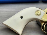 Gorgeous Factory Gold + Nitre Blue + Ivory Grips Single Action Army 45LC in Original Box with French Fitted Case - 18 of 25