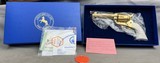 Gorgeous Factory Gold + Nitre Blue + Ivory Grips Single Action Army 45LC in Original Box with French Fitted Case - 3 of 25