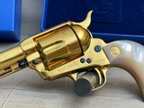 Stunning Factory Gold + Heat Treated Screws + Pearl Grips Colt Single Action Army 45LC in Original Box with Fitted Case - 4 of 21