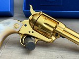 Stunning Factory Gold + Heat Treated Screws + Pearl Grips Colt Single Action Army 45LC in Original Box with Fitted Case - 10 of 21