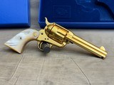 Stunning Factory Gold + Heat Treated Screws + Pearl Grips Colt Single Action Army 45LC in Original Box with Fitted Case - 8 of 21