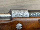 First Year 1961 Belgian Browning High Power Rifle Olympian Grade .30-06 Triple Signed Engraving by R. Risack Select Carved Stock - 6 of 24