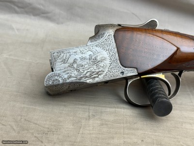 Gorgeous 1958 Belgian Browning Superposed Grade III Fighting Cocks 12ga 26.5” Vent Rib Barrels Choked Skeet Signed by Felix Funken