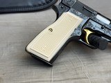 Nicely Engraved & Gold Inlaid 1969 Belgian Browning Hi Power T Series 9mm in Pouch with Factory Letter - 12 of 24