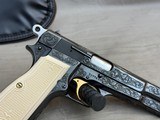 Nicely Engraved & Gold Inlaid 1969 Belgian Browning Hi Power T Series 9mm in Pouch with Factory Letter - 11 of 24