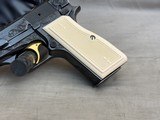 Nicely Engraved & Gold Inlaid 1969 Belgian Browning Hi Power T Series 9mm in Pouch with Factory Letter - 5 of 24